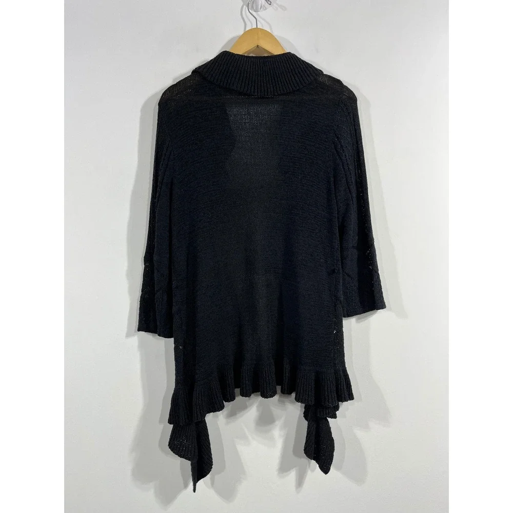 Cupio Penny Lane Bratz Ruffle Open Front Cardigan Knit Sweater Womens Large Boho